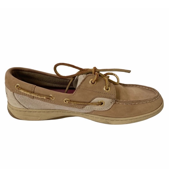Sperry Tan Leather Sparkly Boat Shoes - Picture 7 of 11
